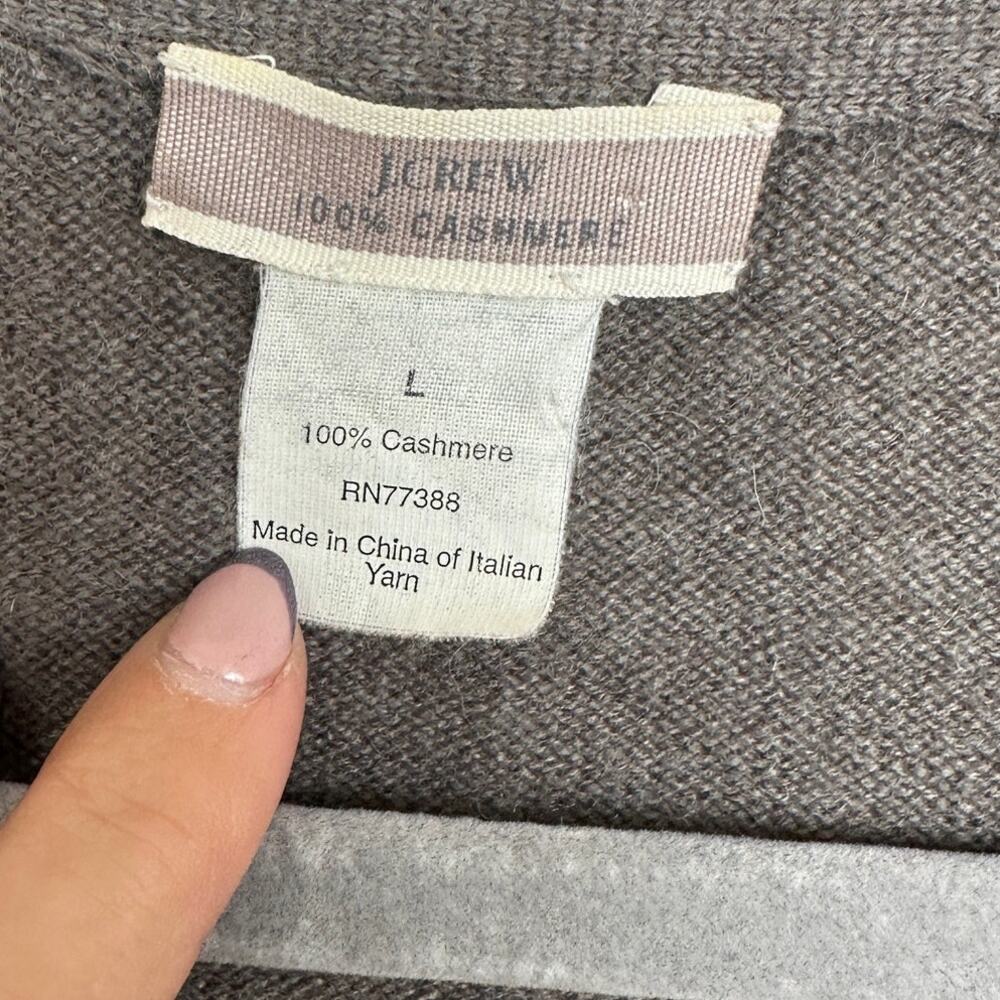 J.Crew Women's Vintage 100% Cashmere Brown V-Neck Cardigan, Size L, Flawed - Picture 3 of 7